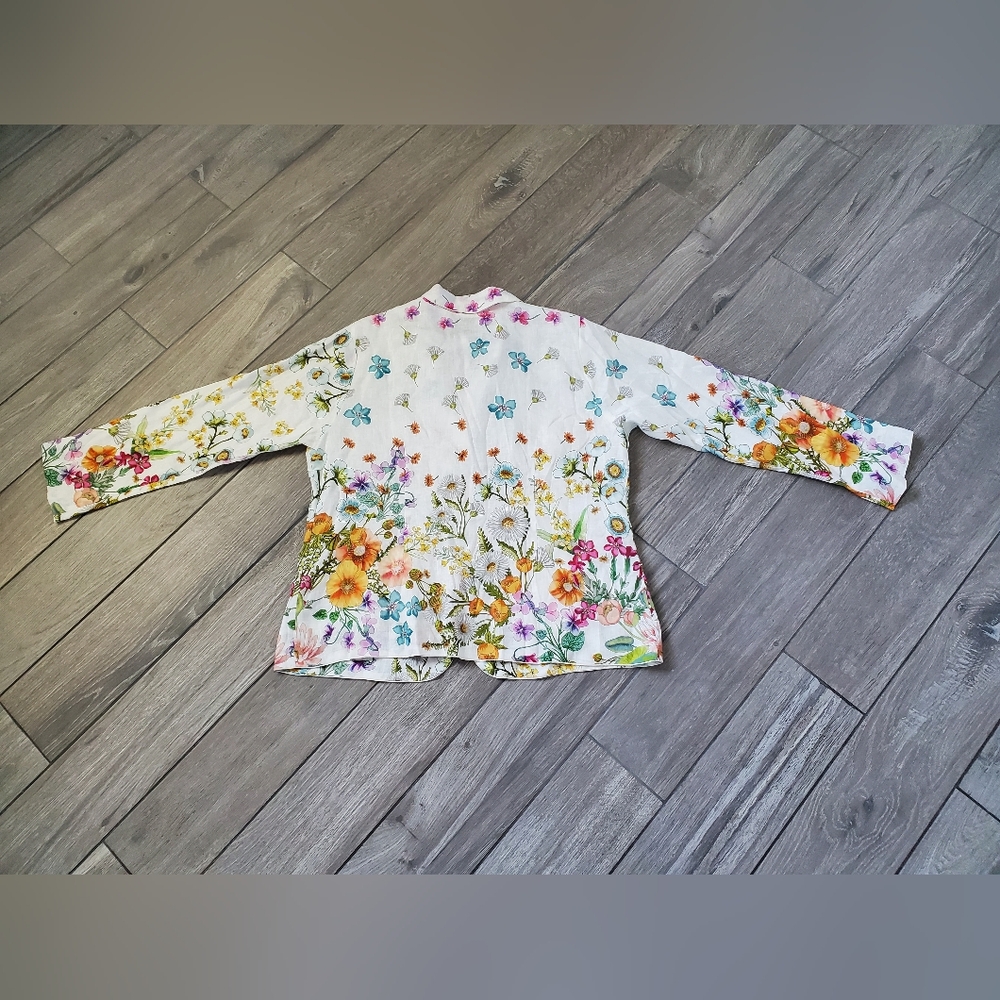JOHNNY WAS linen cotton multicolor colorful floral Denali jacket plus size XXL - Picture 8 of 9